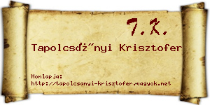 Tapolcsányi Krisztofer névjegykártya