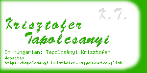 krisztofer tapolcsanyi business card